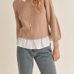 Women's Wednesday Layered Twofer Sweater Top | Tan
